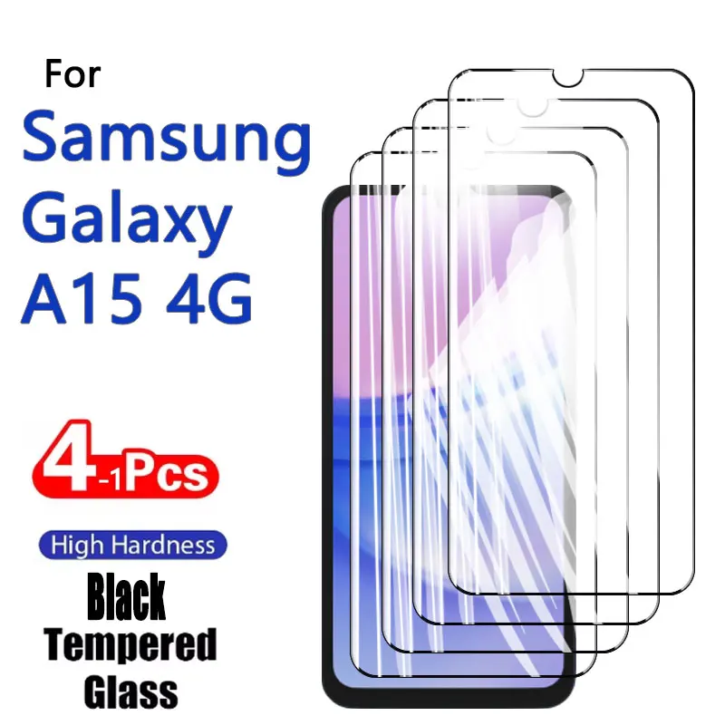 Protector de pantalla para Galaxy A15 4G Samsung, cristal templado, alta aluminio, antiarañazos, compatible con huella dactilar HD, 1-4 Uds. - imagen 2
