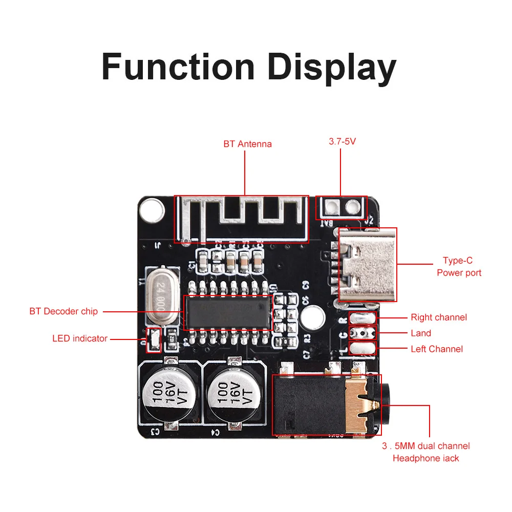 Módulo de reproducción de Audio Bluetooth VHM-314, receptor de Audio, placa decodificadora de Audio sin pérdidas, decodificador de Audio para coche, decodificador de Audio estéreo BT - imagen 3