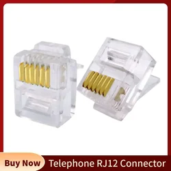 Venta al por mayor conector RJ12 6P6C cabeza Modular Cable de teléfono enchufe chapado en oro red de engarzado RJ 12 conectores de teléfono enchufes de cristal