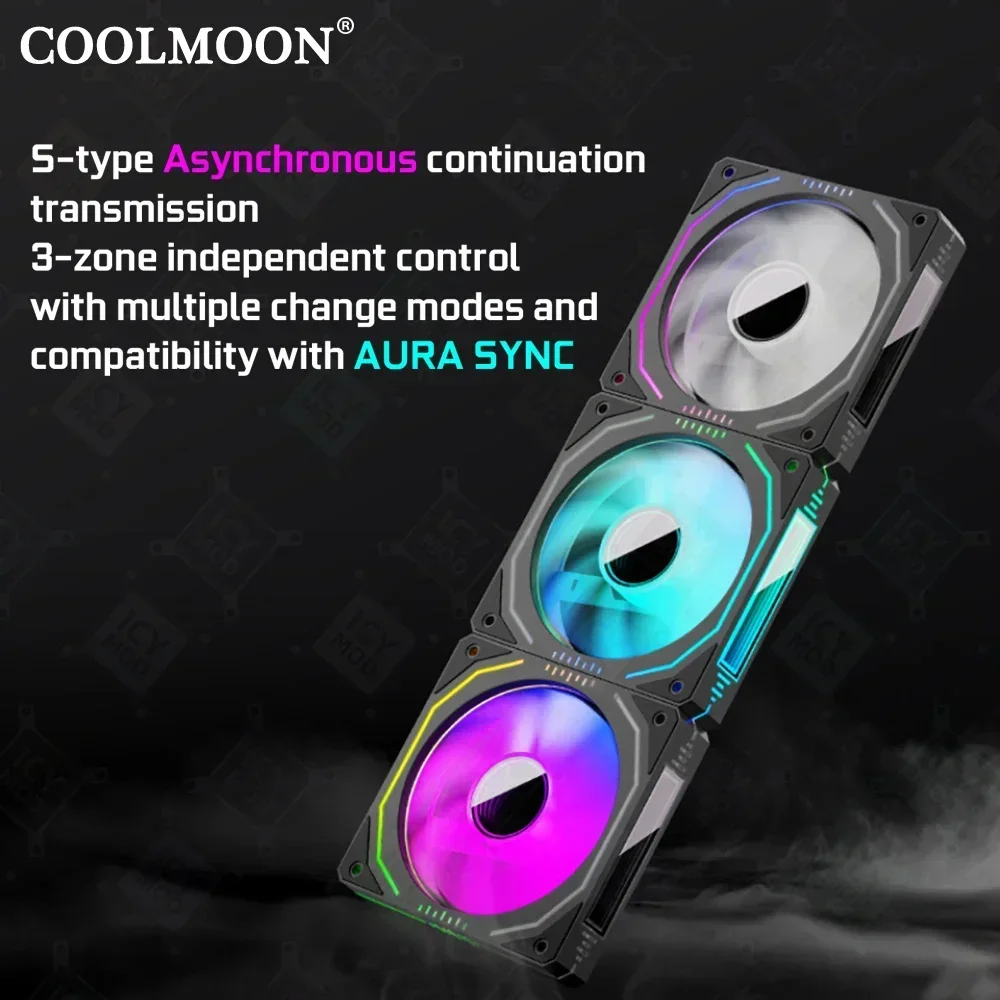 Coolmoon nuevos ventiladores ARGB asíncronos de 120mm 5V3PIN/4PIN PWM caja de PC blanca disipación de calor MOD venta única descuento de múltiples artículos - imagen 3
