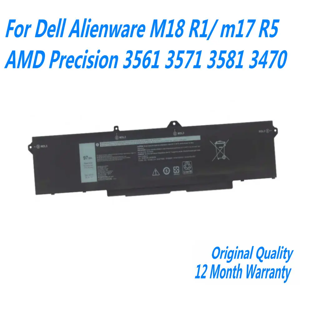 11,4 V 97WH 8071mAh 9JRV0 batería del ordenador portátil para Dell Alienware M18 R1/m17 R5 AMD Precision 3561 3571 3581 3470 Series
