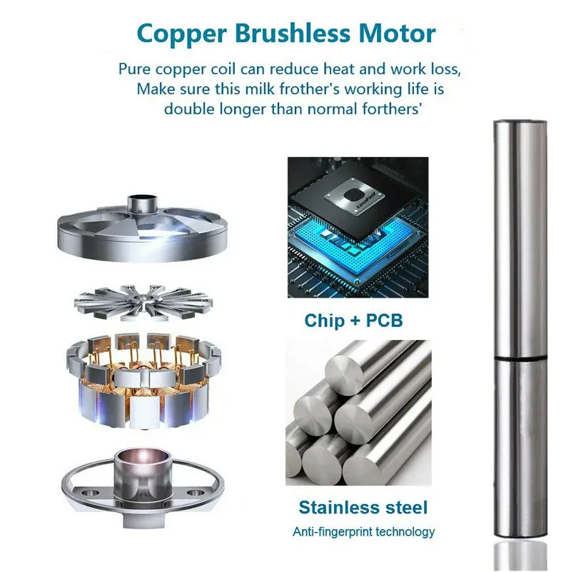 Espumador de leche eléctrico portátil, Mini máquina de espuma recargable por USB, Espumador de mano, mezclador de bebidas de alta velocidad, licuadora de café, batidor de huevos - imagen 4