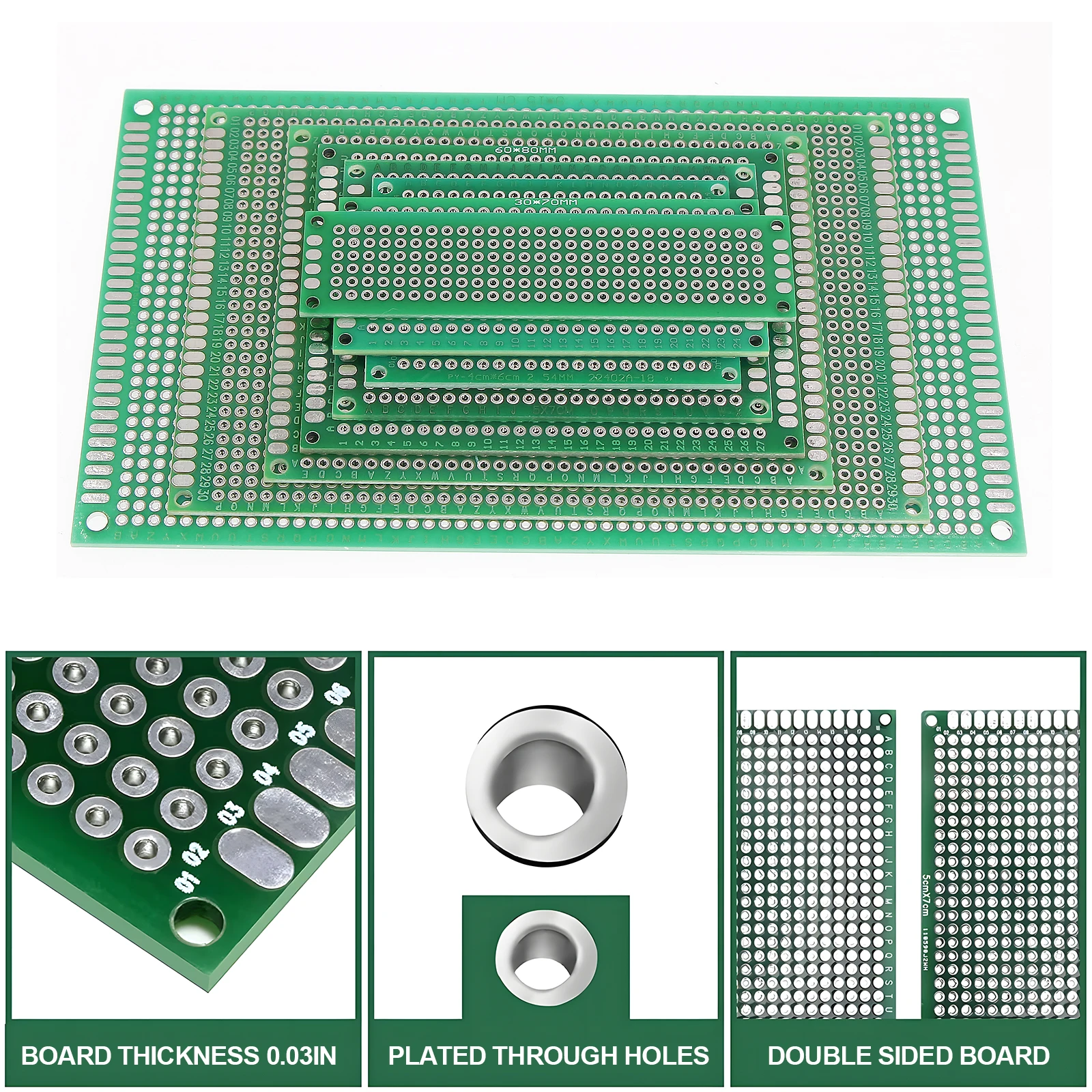 2x8 3x7 4x6 5x7 6x8 7x9 8x12 9x15cm Kit de prototipo de placa PCB de doble cara para soldadura Diy circuito impreso Universal para Arduino - imagen 2