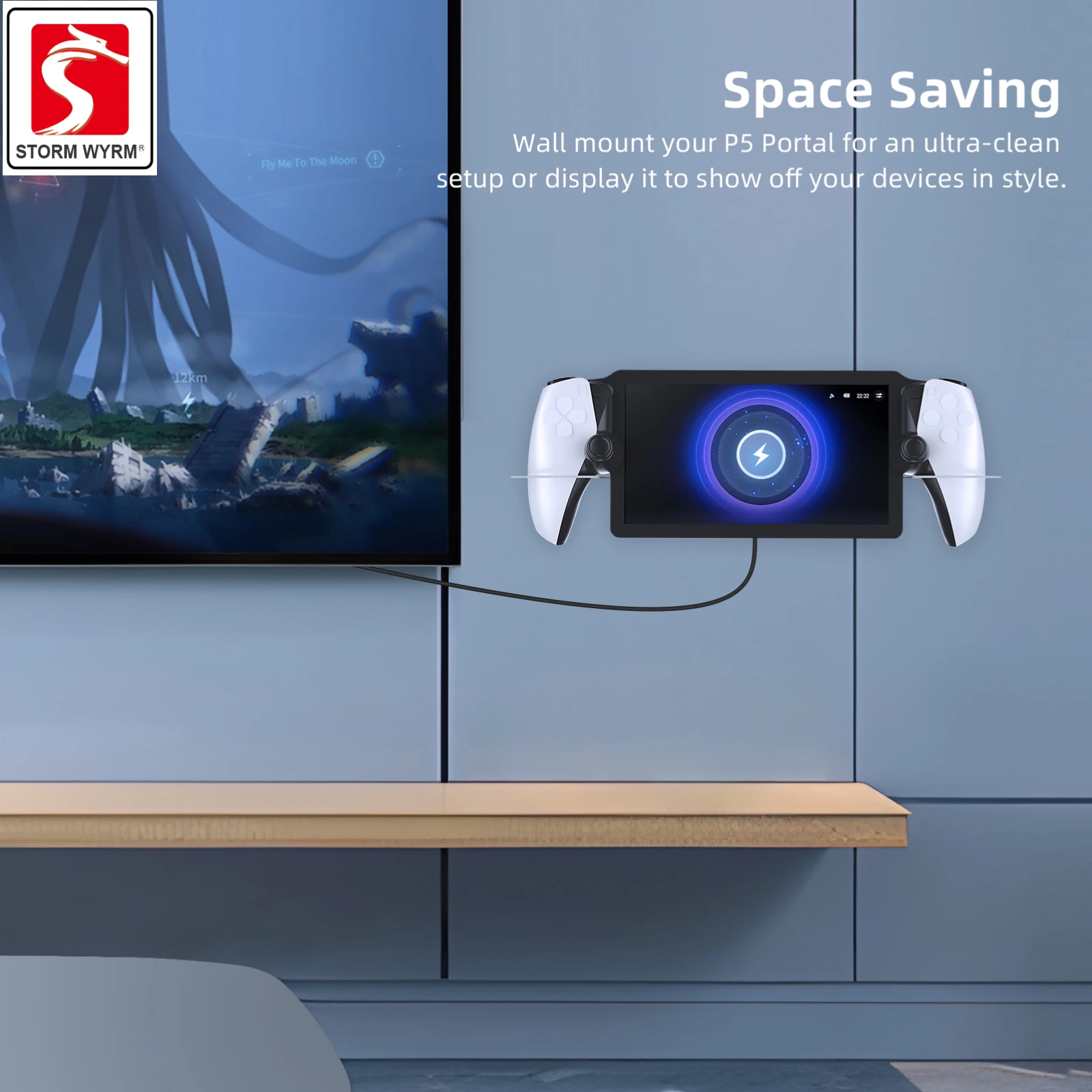 STORM WYRM-soporte de Gamepad de montaje en pared de Metal para PS5 PlayStation Portal, ahorro de espacio y organización de Gamepad PS5215