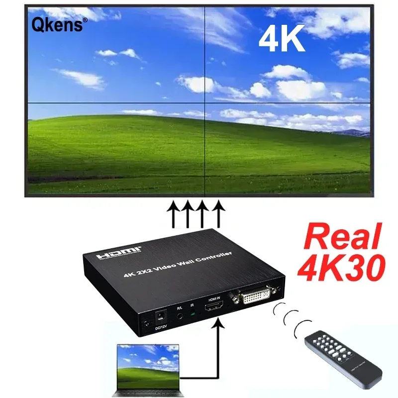 Controlador de pared de vídeo HDMI 4k 2x2, procesador de pared de TV DVI 1080P 60Hz 1X2 1X4 1X3 2X1 3x1 4X1, 4 unidades, caja de empalme de imágenes de TV - imagen 2