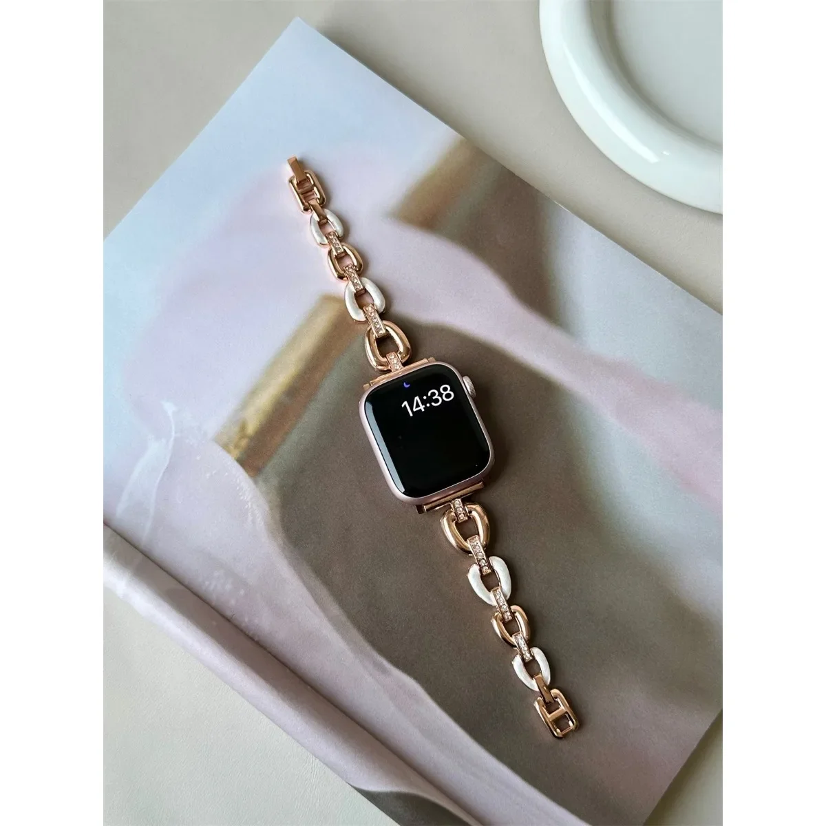 Correa de reloj para Apple Watch 42/44/45/46/49mm 40/41mm correa de reloj de moda de Metal para reloj serie Ultra2 11/10/9/8/7/6/5/4/3 - imagen 5