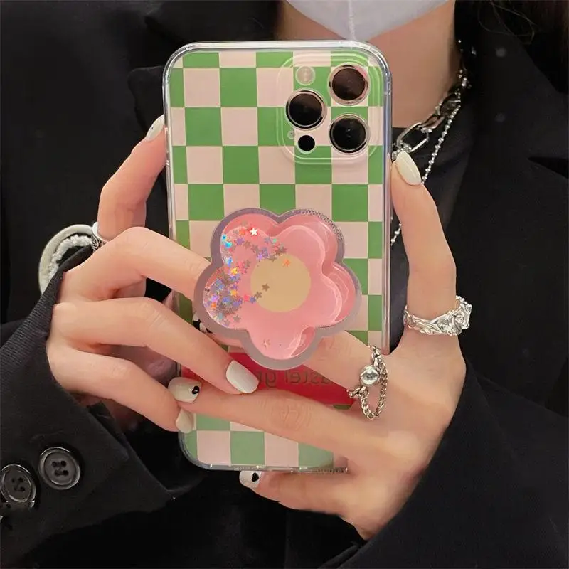 Funda de teléfono con rejilla verde a la moda para Xiaomi POCO X5 X4 X3 Pro X3 GT X4 NFC F3 M3 M4 Mi 11 Lite 5G NE 11T Pro cubierta con soporte de flores