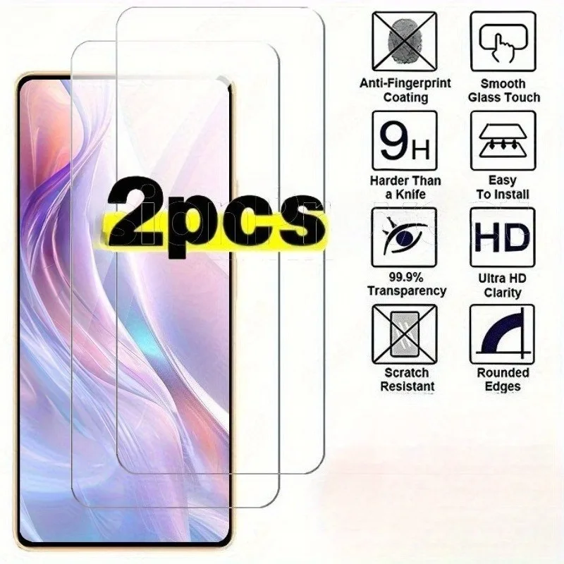 Protector de pantalla de película de vidrio templado de cobertura completa, 2 uds., para Xiaomi Redmi Note 14 13 12 11 Pro 4G 5G Redmi 15C 14C 13C 12C