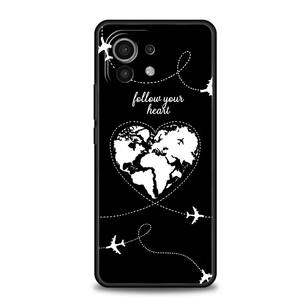 Funda de dibujos animados con mapa del mundo, carcasa con dirección de paisaje para Xiaomi 14, 13T, 12T Pro, 12, 13, 11 Ultra, Mi Note 10 Lite, 10T, 5G Pro, 11T, 11i, 9T - imagen 2