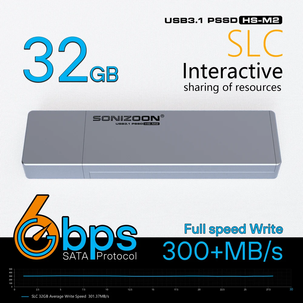 Unidad Flash USB de estado sólido portátil, Pen Drive externo de 6gbps, USB3.1, 32GB, 3,0, SLC, MSATA - imagen 2