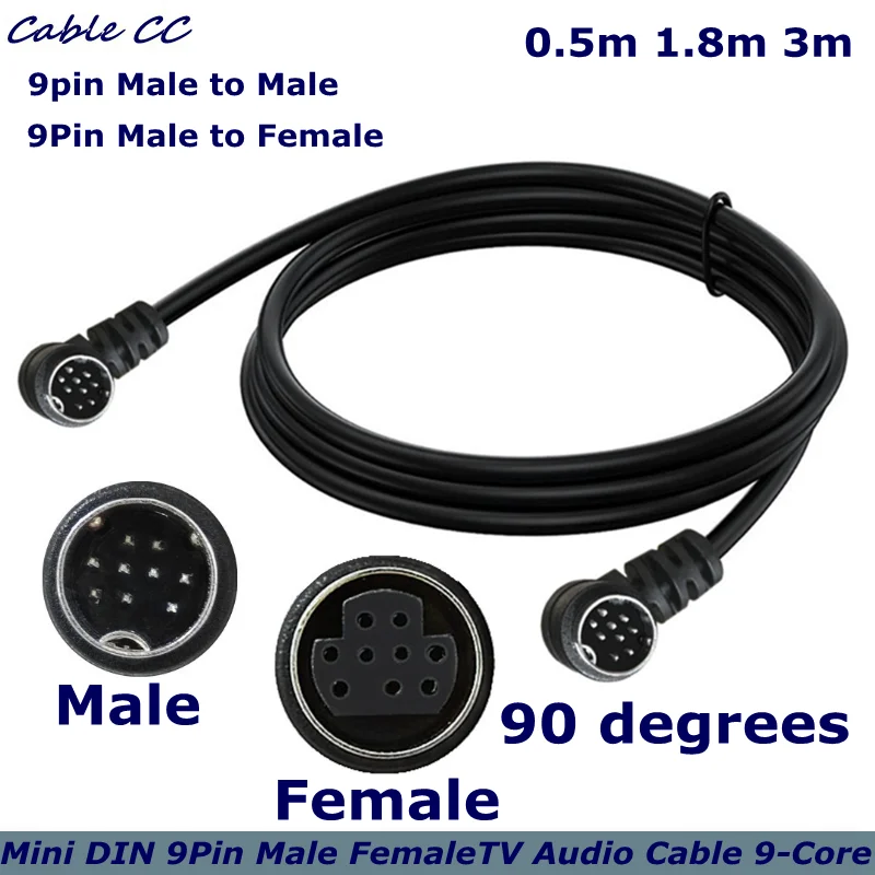 Cable de vídeo S DIN 9 pines macho a macho, macho a hembra Cable de sonido S para dispositivos de vídeo como conexión de cámara de proyector receptor