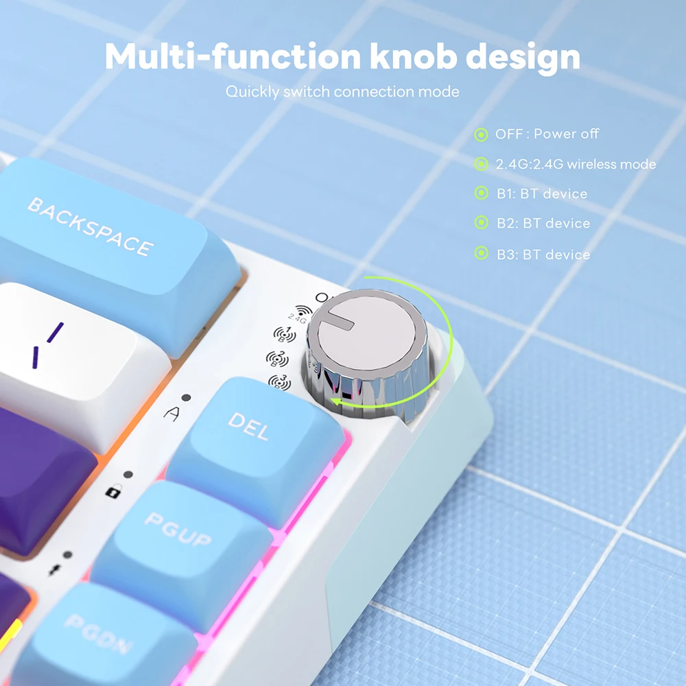 KZZI K68pro 68% teclado de diseño Rgb Mini teclado inalámbrico de tres modos 68 teclas Teclado mecánico portátil para PC/IPhone iPad - imagen 3