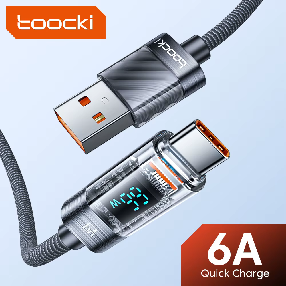 Toocki-Cable USB tipo C 6A para Huawei Mate 40 Pro, cargador de carga rápida de 66W, Cable USB A a USB C para Xiaomi 13 Oneplus Realme Oppo