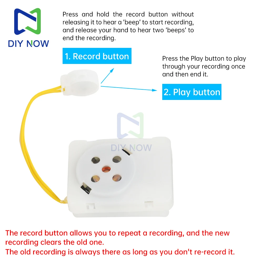 Caja de voz para animales de peluche, módulo de sonido grabable, juguete de peluche, dispositivo grabador de mensajes de voz, dispositivo de grabación con voz clara - imagen 5