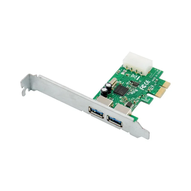 Tarjeta de expansión PCI-E a 2 puertos USB3.0, chipset de tarjeta de expansión de Control de Host USB 3,0 de supervelocidad NEC 720200 Fuente de alimentación de 4 pines