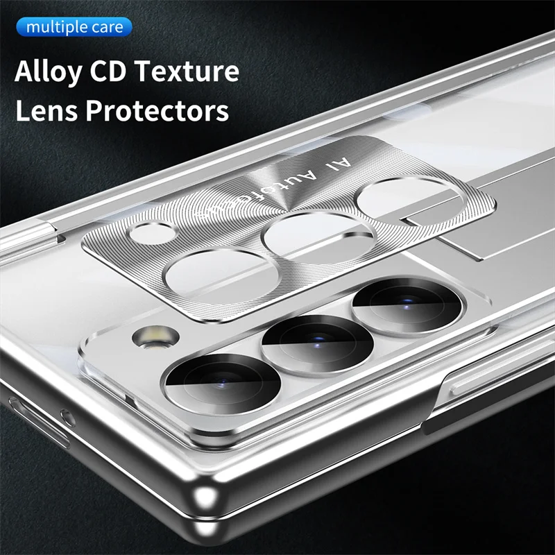 Para Samsung Galaxy Z Fold 6 5 4 3 5G chapado Hyaline resorte bisagra soporte funda de teléfono Protector de pantalla película 360 °   Funda protectora - imagen 5