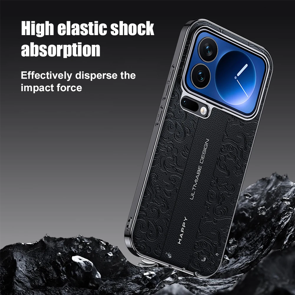 Funda de teléfono con proceso de tallado de cuero de nube auspiciosa de lujo, funda protectora de lente en relieve para Xiaomi 17 Pro Max 17promax 17pro - imagen 5