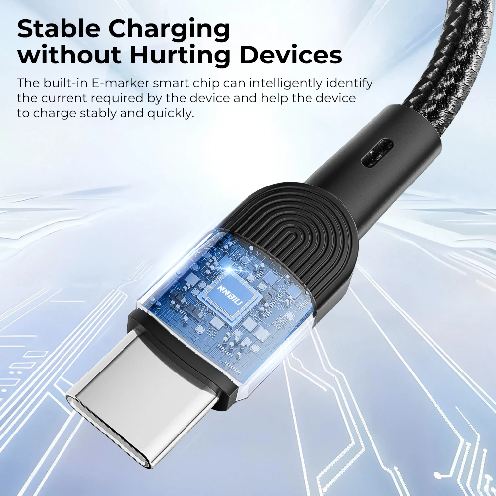 NNBILI 100W tipo C a USB C Cable PD 3,0 carga rápida 4,0 carga rápida tipo C a tipo C para iPhone 15 16 Macbook Samsung Xiaomi - imagen 5