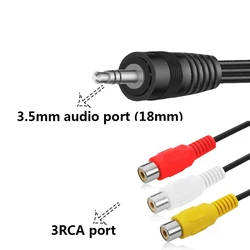 Cable 3.5mm a 3 RCA AV Vídeo Componente Estéreo para TV y DVD