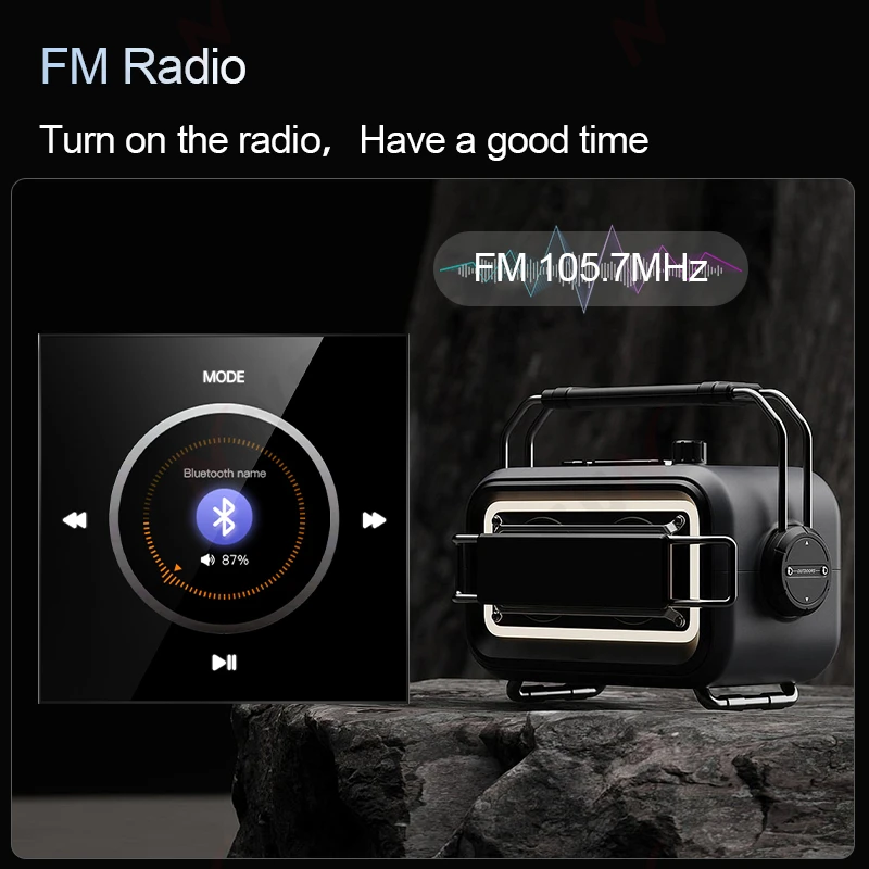 Amplificador de pared Bluetooth, Mini reproductor de música táctil con llave montada en la pared, Radio FM integrada, sistema de Audio inteligente para el hogar con altavoz de techo - imagen 5