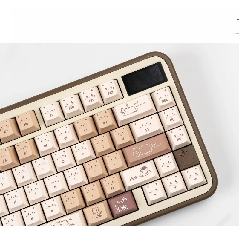 Juego de teclas con tema transparente Coffee Cat, tapas de teclado personalizadas con perfil de cereza PBT para accesorios de teclado mecánico MX - imagen 4