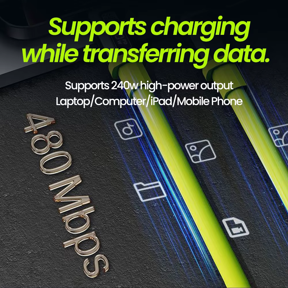 PD240W tipo C a tipo C Cable de pantalla Digital teléfono móvil cargador de carga rápida Cable de datos para iPhone15 16 Samsung iPad - imagen 3