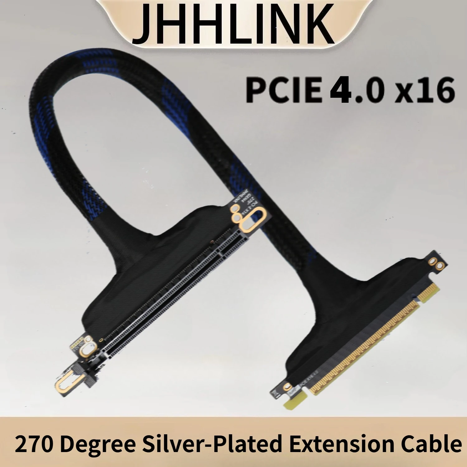 Servidor PCI-E 4,0 X16, Cable de extensión de tarjeta gráfica de 270 grados, Cable adaptador GPU de malla trenzada GEN 4, Cable plateado para GPU AI - imagen 2