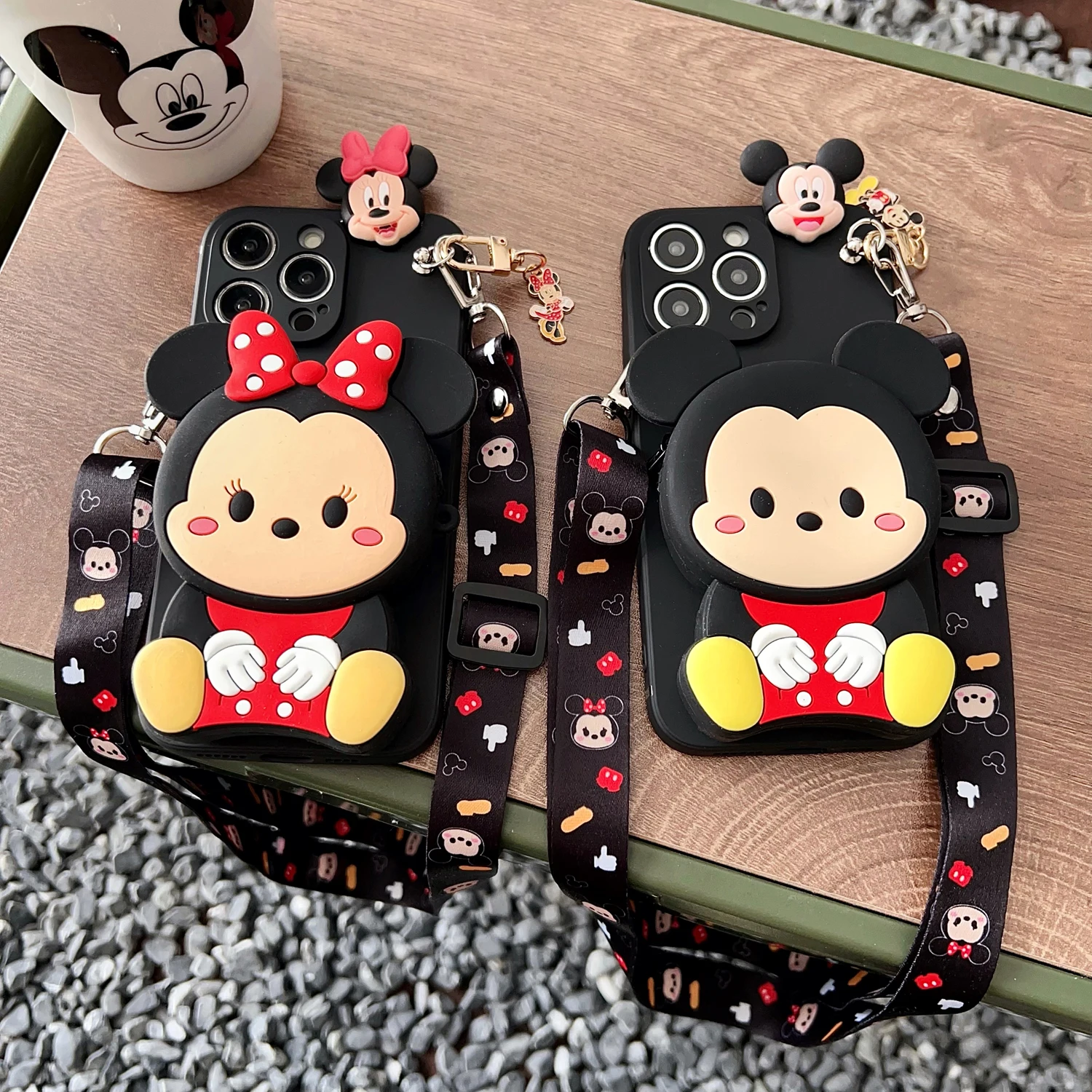Minnie Mickey para OPPO Reno 4F 4lite 5lite 5 7 4G 8 4G 8T 10 10 11 PRo 11F 12 funda tipo billetera con cuerda - imagen 3