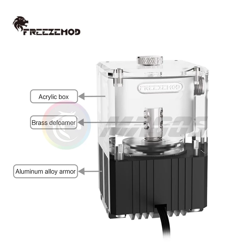 FreezeMod Bomba de caja de refrigeración por agua Res para caja Mini ITX, + indicador de flujo, 4000 RPM, 780 L/H, negro/plata/blanco PUB-Q2YT - imagen 4