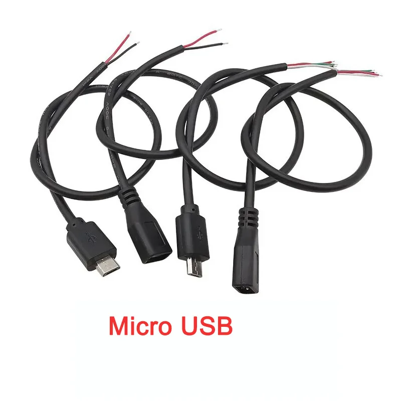 Fuente de alimentación USB macho y hembra, Conector de cargador, 2 pines, 4 pines, Micro USB 2,0 A, tipo C, Cable de reparación de bricolaje, soldadura - imagen 2