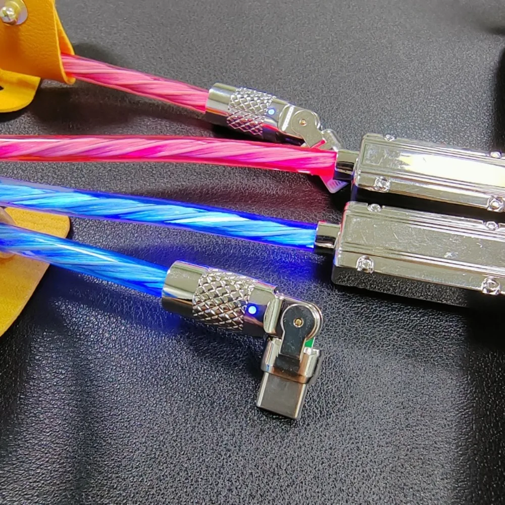 MVQF-cable de carga rápida con carcasa de Metal, Cable USB tipo C para cargador de IPhone, Cable LED RGB, luz LED de respiración, transferencia de datos - imagen 3