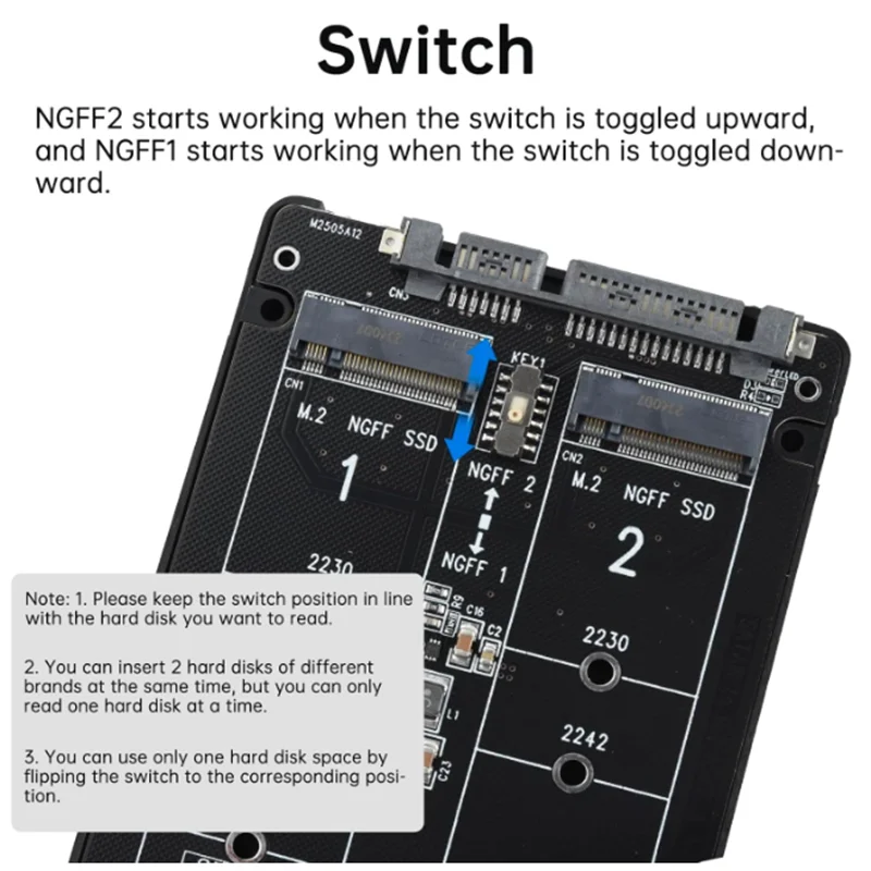 Con cable Sata Dual NGFF MSATA B Key/B&M Key SSD a 2,5 "III Adaptador convertidor Max 4TB compatible con 2230 2242 2260 2280 SSD - imagen 5