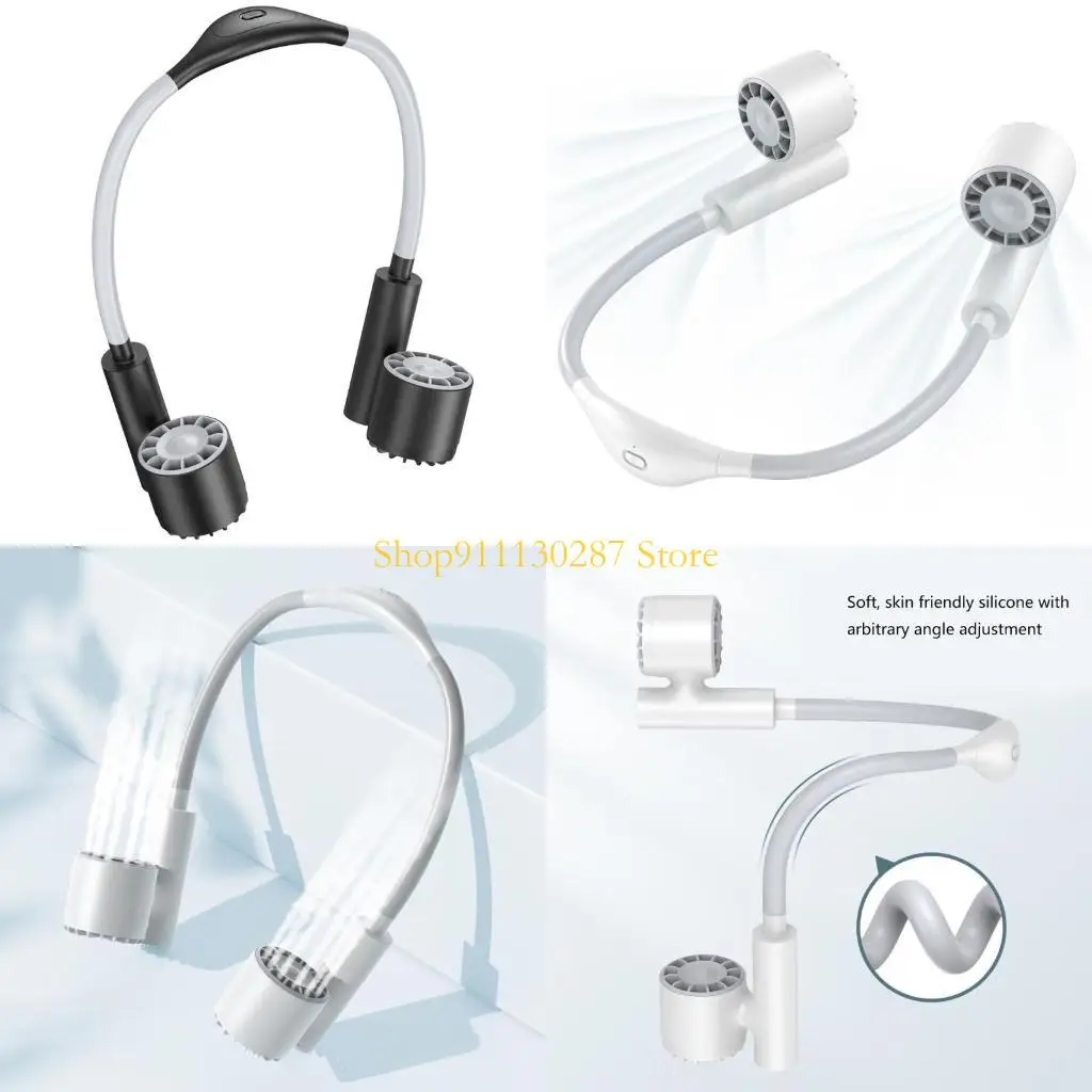 Ventilador cuello Mini USB ventilador portátil libre J1HC sin mano, flujo aire 3 niveles Ventilador