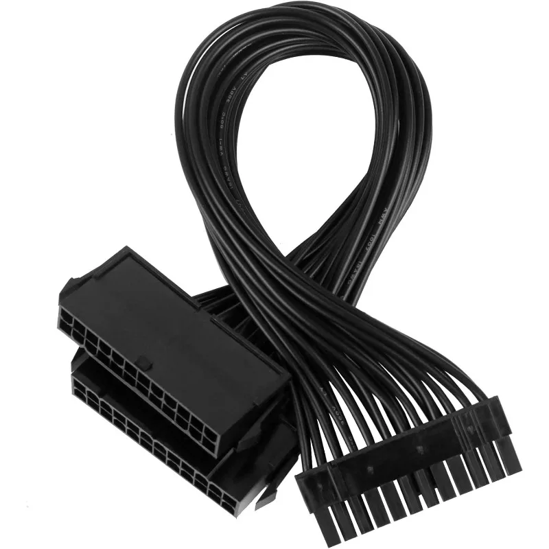 Adaptador de línea de alimentación síncrona de doble fuente de alimentación de 24 pines, para placa base ATX, cable de extensión de interfaz de alimentación de caja de 24 pines de 30 cm - imagen 4