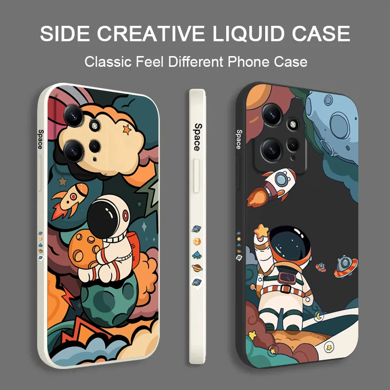 Funda para Xiaomi Mi 13 12 Lite 12T 12X Poco X5 F5 X4 Pro funda de astronauta espacial de dibujos animados para Redmi Note 12 11 Pro Plus 11S 10S - imagen 4