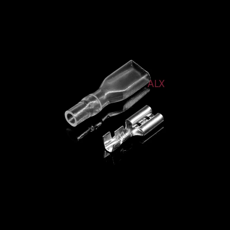 Terminal de crimpado de 100mm, empalme de conector de pala hembra con mangas aislantes, terminales prensados en frío y caja de 4,8 MM, 4,8 piezas (50 juegos) - imagen 2