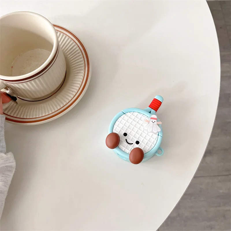 For AirPods 4 3 2 1 Pro Pro2 Earphone Case 3D Badminton Racket Cute Cartoon Silicone Protective Headphone Box With Pendant - imagen 4