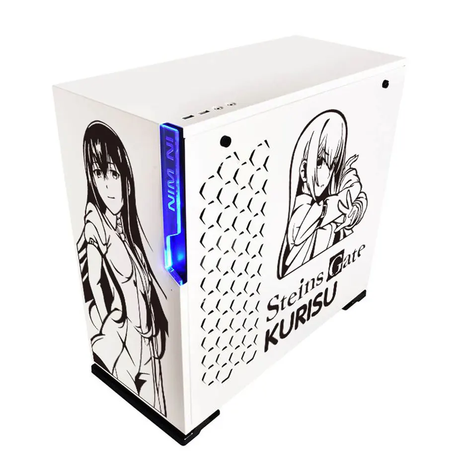 Steins Gate Makise Kurisu pegatinas de anime para caja de PC, calcomanías de decoración de dibujos animados de personalidad para piel de chasis de computadora Atx, Ho - imagen 5