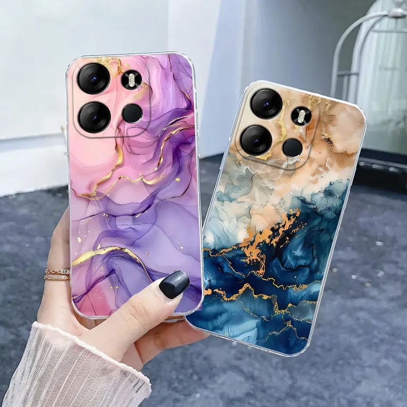 Para Infinix Smart 7 Smart 6 HD Plus funda protectora de lujo para Infinix Smart 5 India mármol transparente funda de teléfono de silicona suave