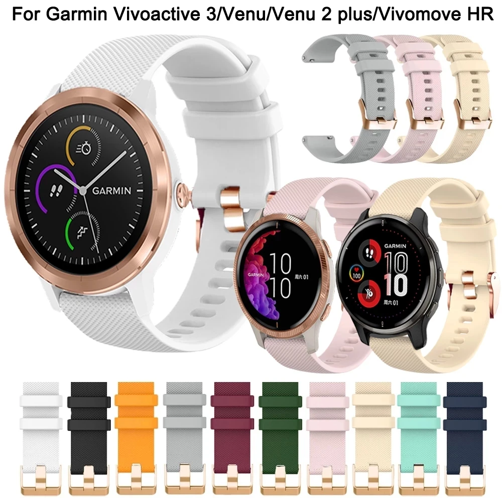 Correa de reloj inteligente de 18 y 20mm para Garmin Vivoactive3 4 4S Venu 2 Plus SQ Vivomove HR, pulsera de silicona Forerunner 245