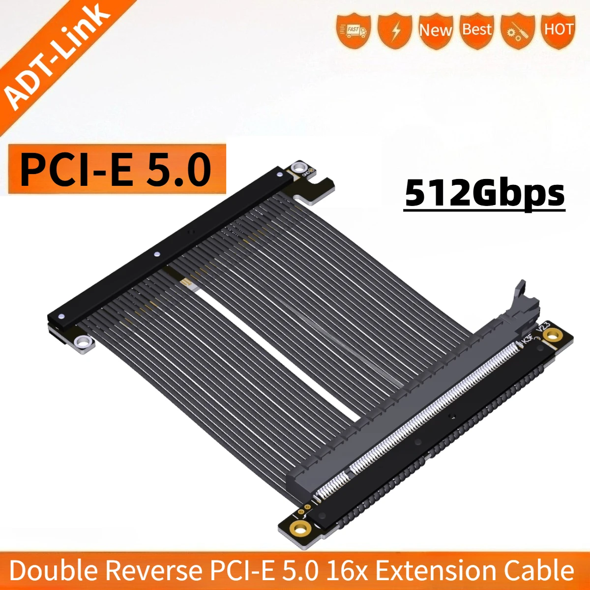 ADT-Link PCI-E x16 5,0 Cable elevador vertical más nuevo GPU RTX 5090 tarjeta de vídeo Mini ITX chasis doble ángulo inverso 16x tarjeta gráfica - imagen 2