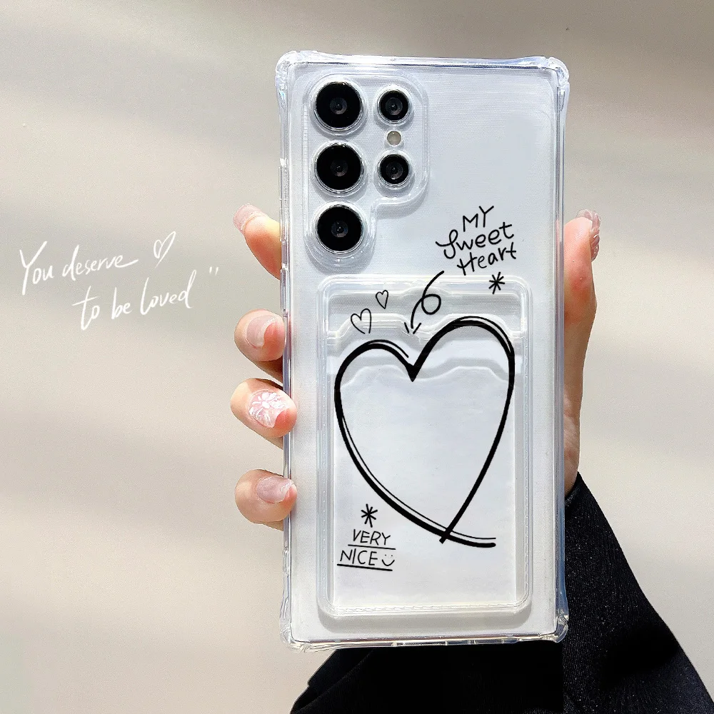 Funda con tarjetero para Samsung A55 5G A54 A15 A16 A35 A52 A53 A34 A33 A14 A13 A12 A32 A25 A24 A22 fundas suaves con forma de corazón de amor - imagen 4