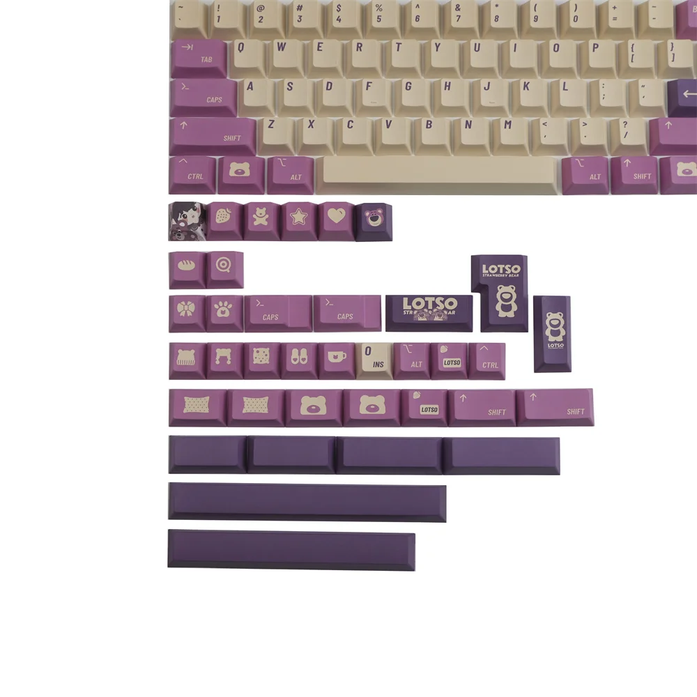 Strawberry Bear Keycap Original Cherry Profile PBT 141 teclas ISO Enter LOSTSO Bear teclado Keycap para Ke mecánico estándar 99 % - imagen 5