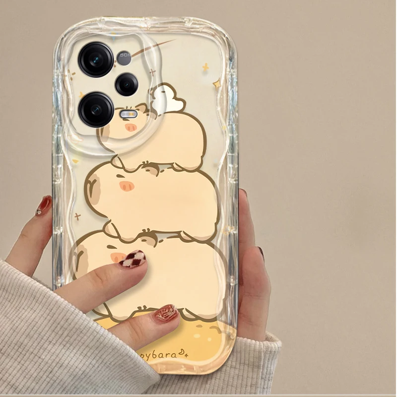 Preciosa funda ondulada de capibara de dibujos animados para Xiaomi Redmi Note 13 12 Pro Plus 4G 5G 12S 11S 1110 10S 9 9S Redmi 14C 13C 12C A3 - imagen 4