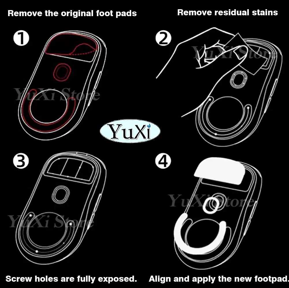 Pies de patines de ratón para G PRO X Superlight GPX G PRO GPW, cinta de agarre para ratón para Logitech, pegatina de bordes redondeados blancos inalámbricos - imagen 3