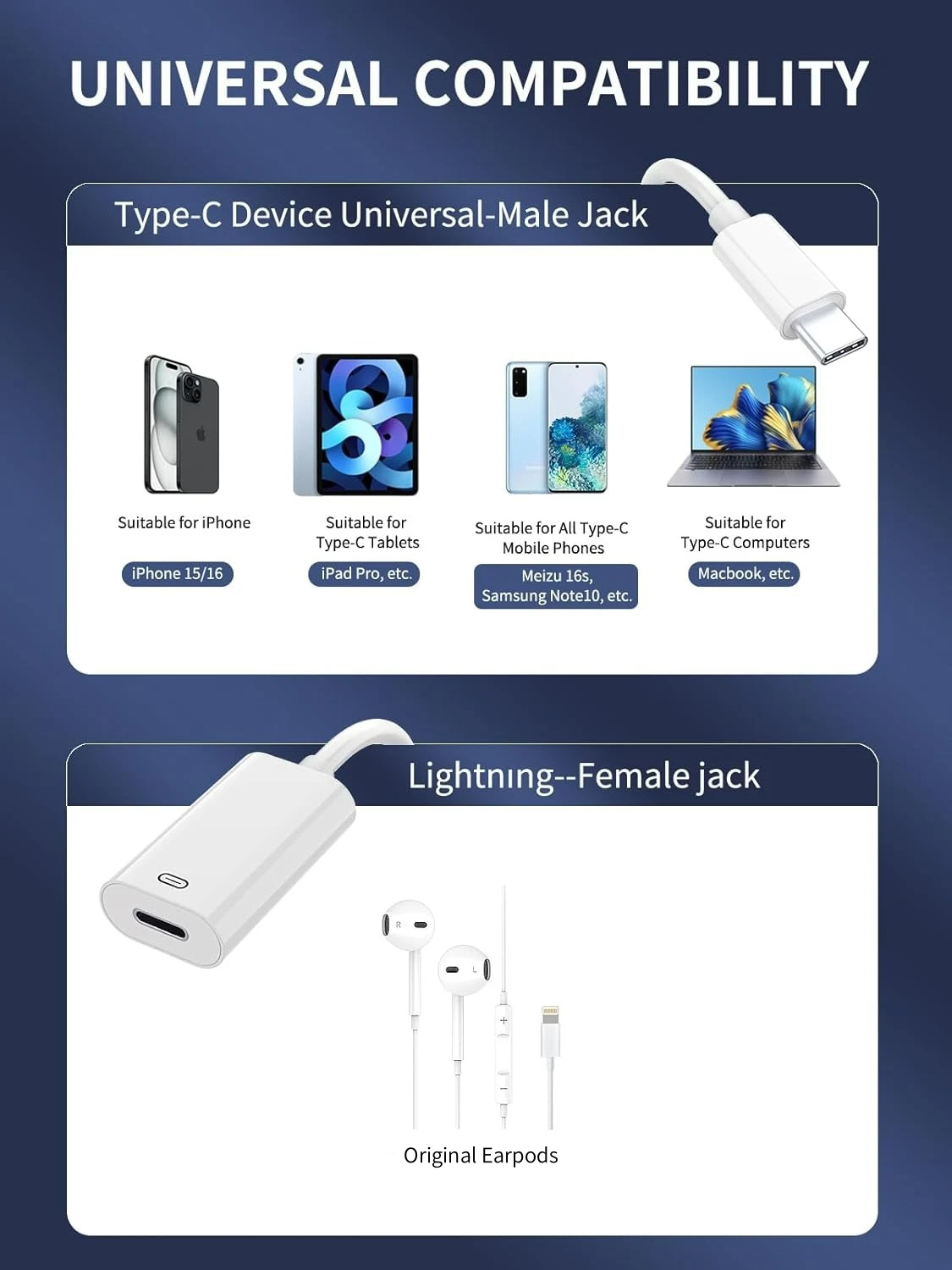 Adaptador USB C a Lightning 3 en 1, compatible con carga, datos y Audio, convertidor de auriculares con cable para i-Phone 16 15 Series i-Pad Pro - imagen 2