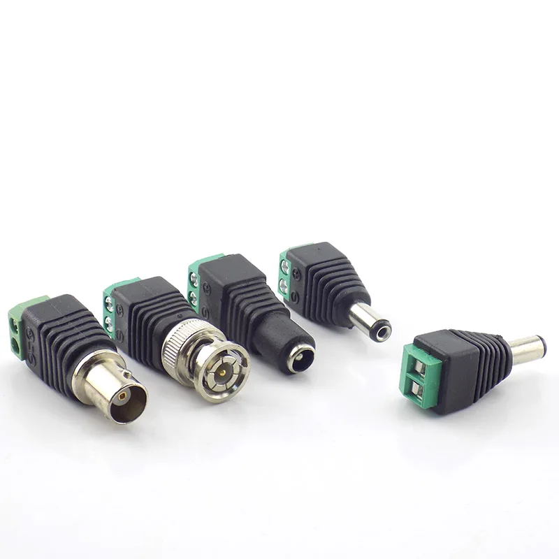 10 Uds 12V DC macho DC hembra enchufe BNC conector macho CCTV Cable de alimentación CC 2,1x5,5mm adaptador BNC para tira de luz Led - imagen 5