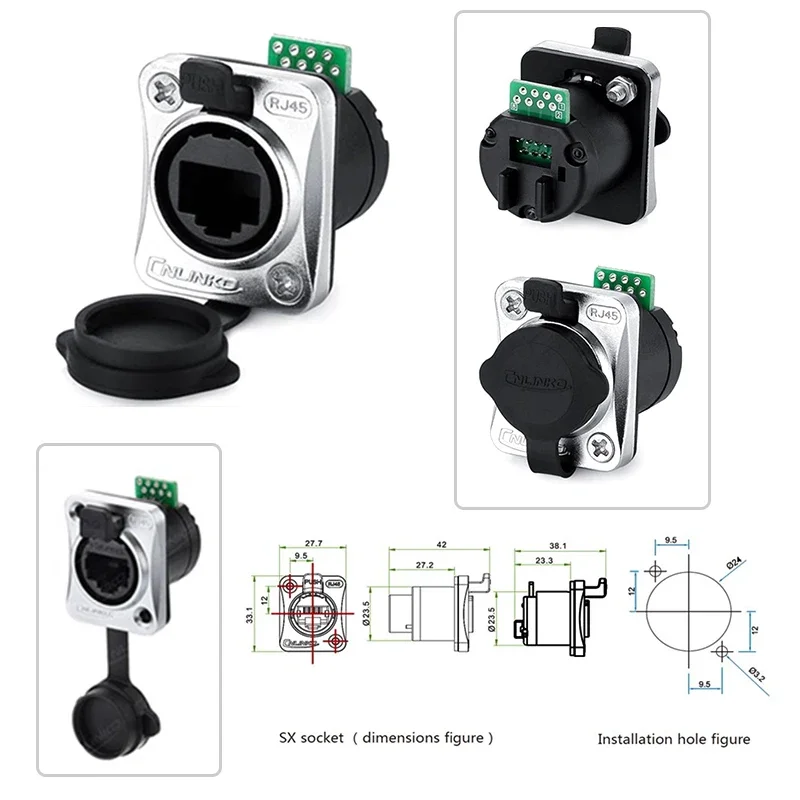 YT-RJ45 enchufe de cable de red a presión 8P8C macho hembra Ethernet PCB conector de aviación impermeable enchufe de grado Industrial IP67 - imagen 4