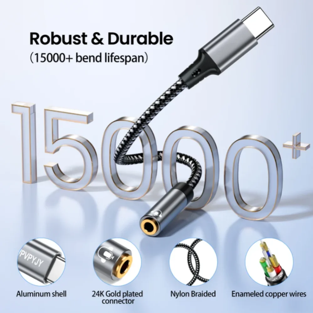 Cable auxiliar de Audio USB C a 3,5 Mm tipo C a conector de 3,5mm adaptador de auriculares para Macbook Air Huawei Xiaomi Samsung Galaxy S24 S23 S22 - imagen 3