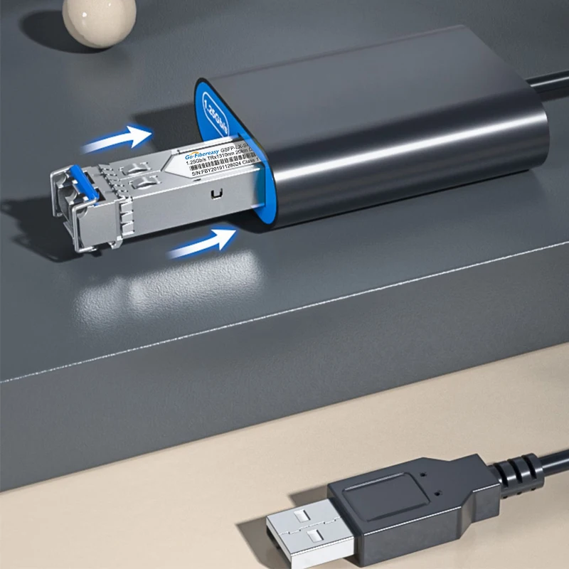 Adaptador de red USB 3,0 a SFP Gigabit Ethernet, convertidor de medios de fibra SX/LX SFP de 1000Mbps compatible con Windows, mac OS y Linux - imagen 5